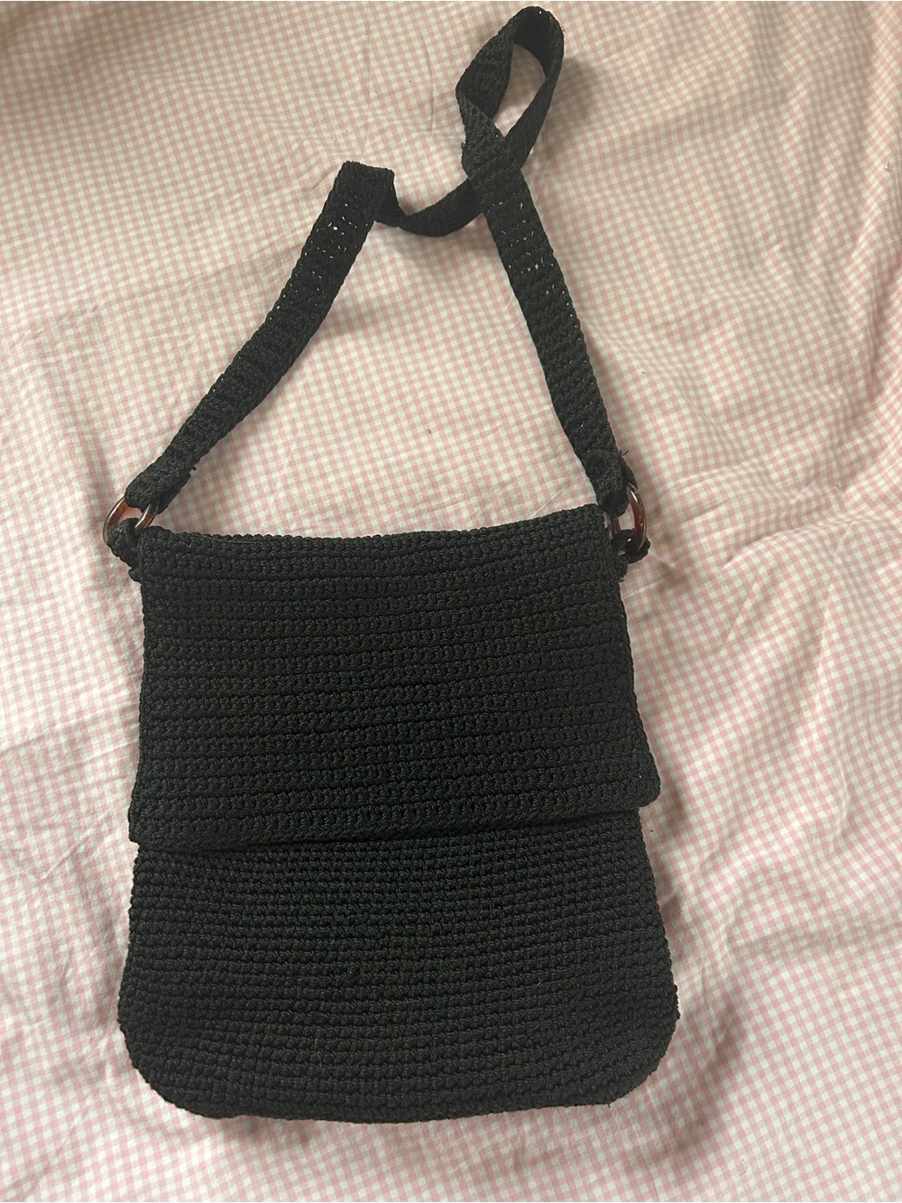 Black Crochet Crossbody Bag - Brand Unknown